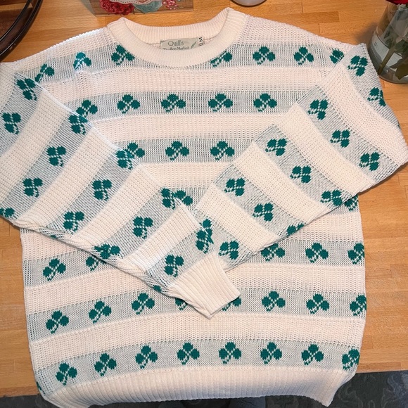 Handmade Quill's Irish Woollen Market shamrock Sweater Size M - Picture 3 of 4